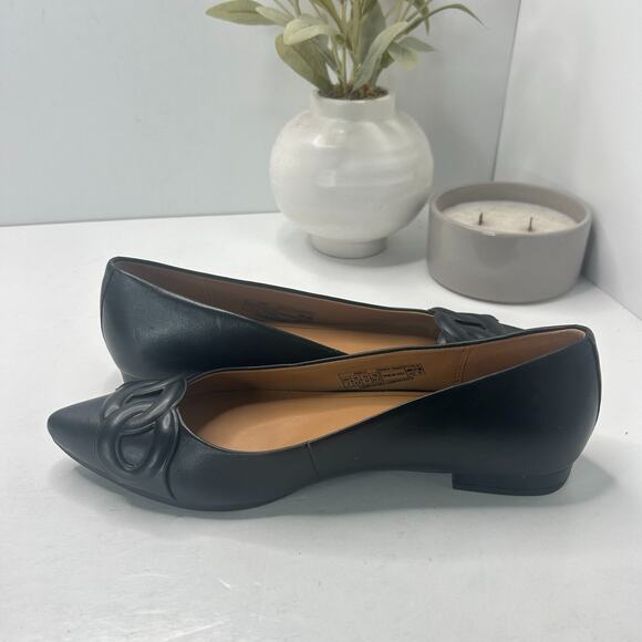 Vionic Arielle Flat Black Leather Pointed Toe Slip On Shoes Women's US 7 NWOB - Picture 7 of 9